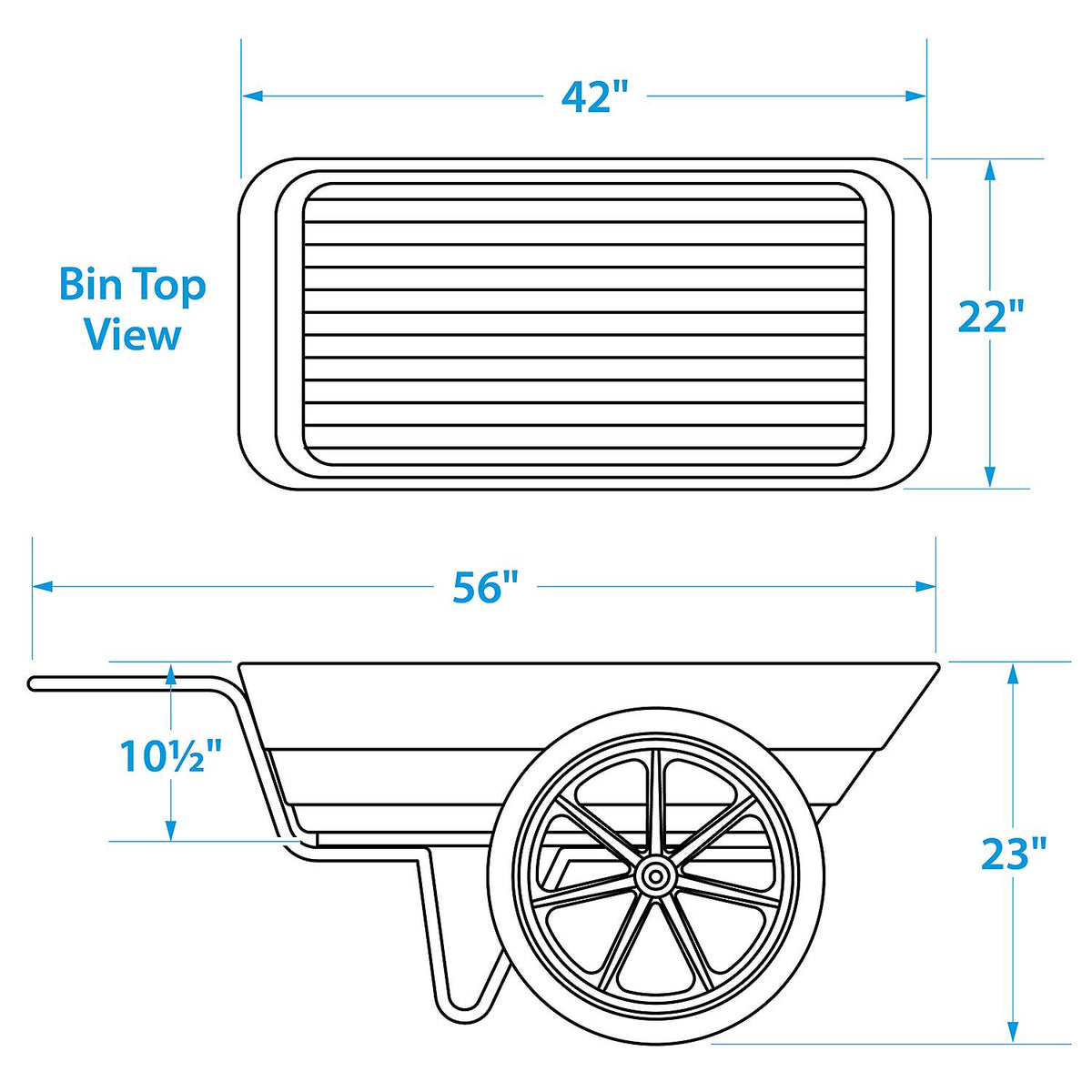 Dock Cart, Plastic, 42in x 22in x 10.5in, 350 lb Capacity