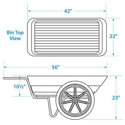 Dock Cart, Plastic, 42in x 22in x 10.5in, 350 lb Capacity