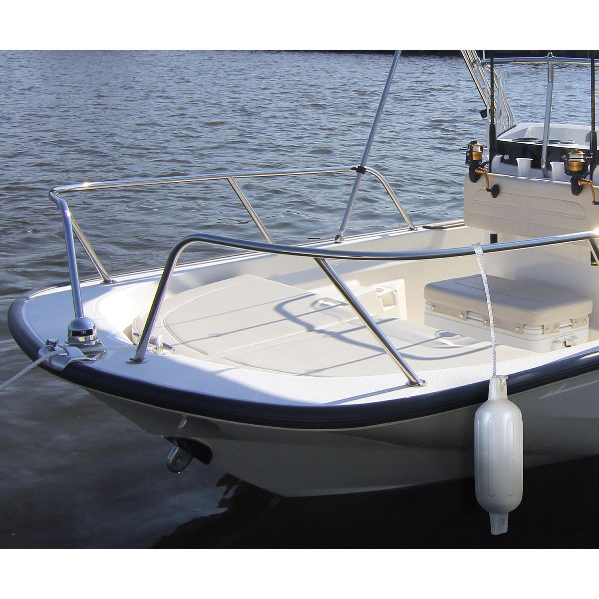 Twin Eye Ribbed Fender, White, 4.5in x 16in