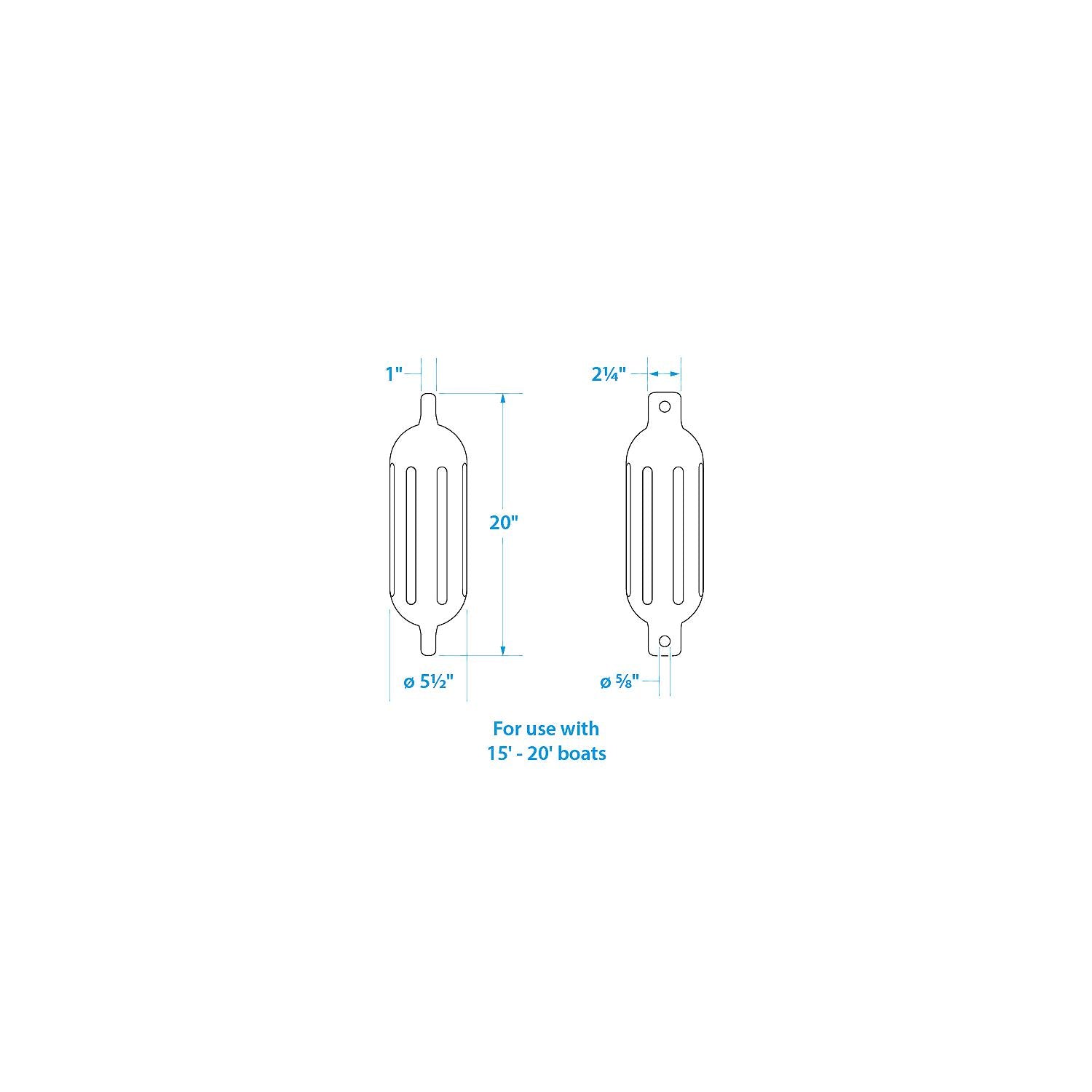 Twin Eye Ribbed Fender Kit, Includes (2) 5.5in x 20in Black Fenders & (2) Lines