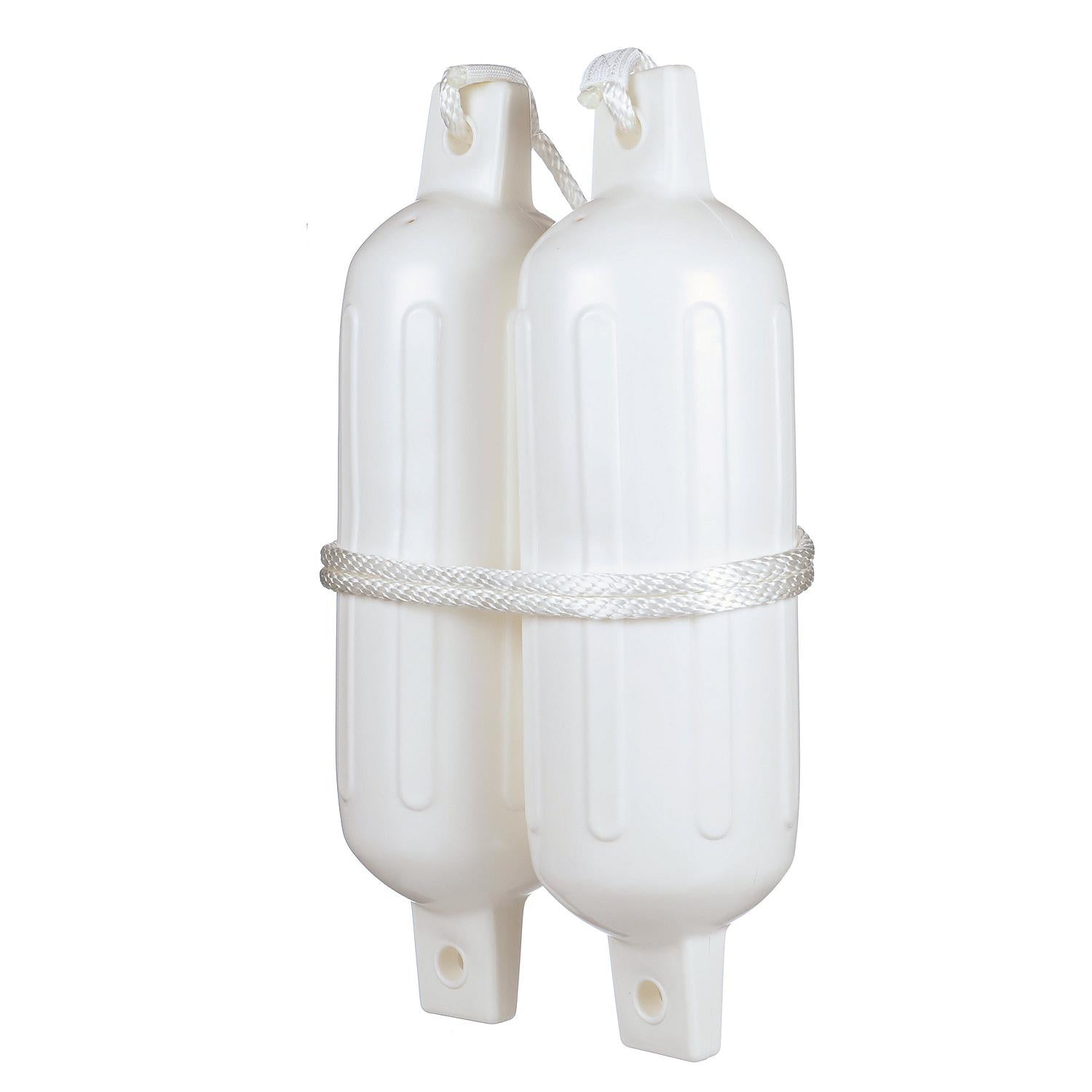 Twin Eye Ribbed Fender Kit, Includes (2) 6.5in x 23in White Fenders & (2) Lines