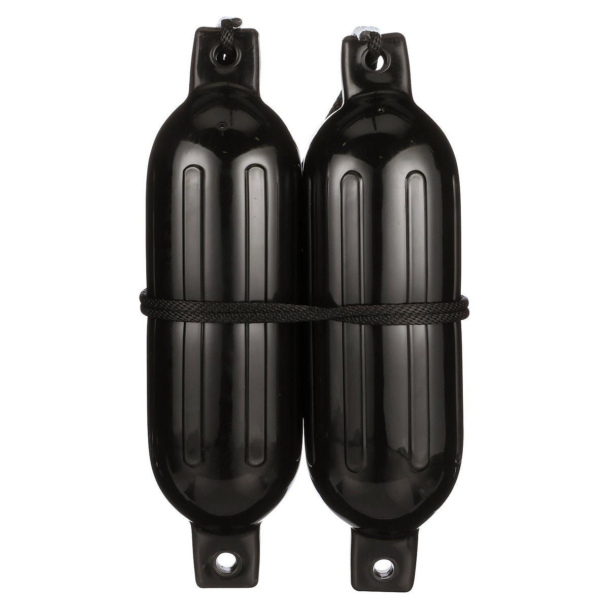 Twin Eye Ribbed Fender Kit, Includes (2) 6.5in x 23in Black Fenders & (2) Lines