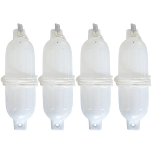 Twin Eye Ribbed Fender Kit, Includes (4) 4.5in x 16in White Fenders & (4) Lines