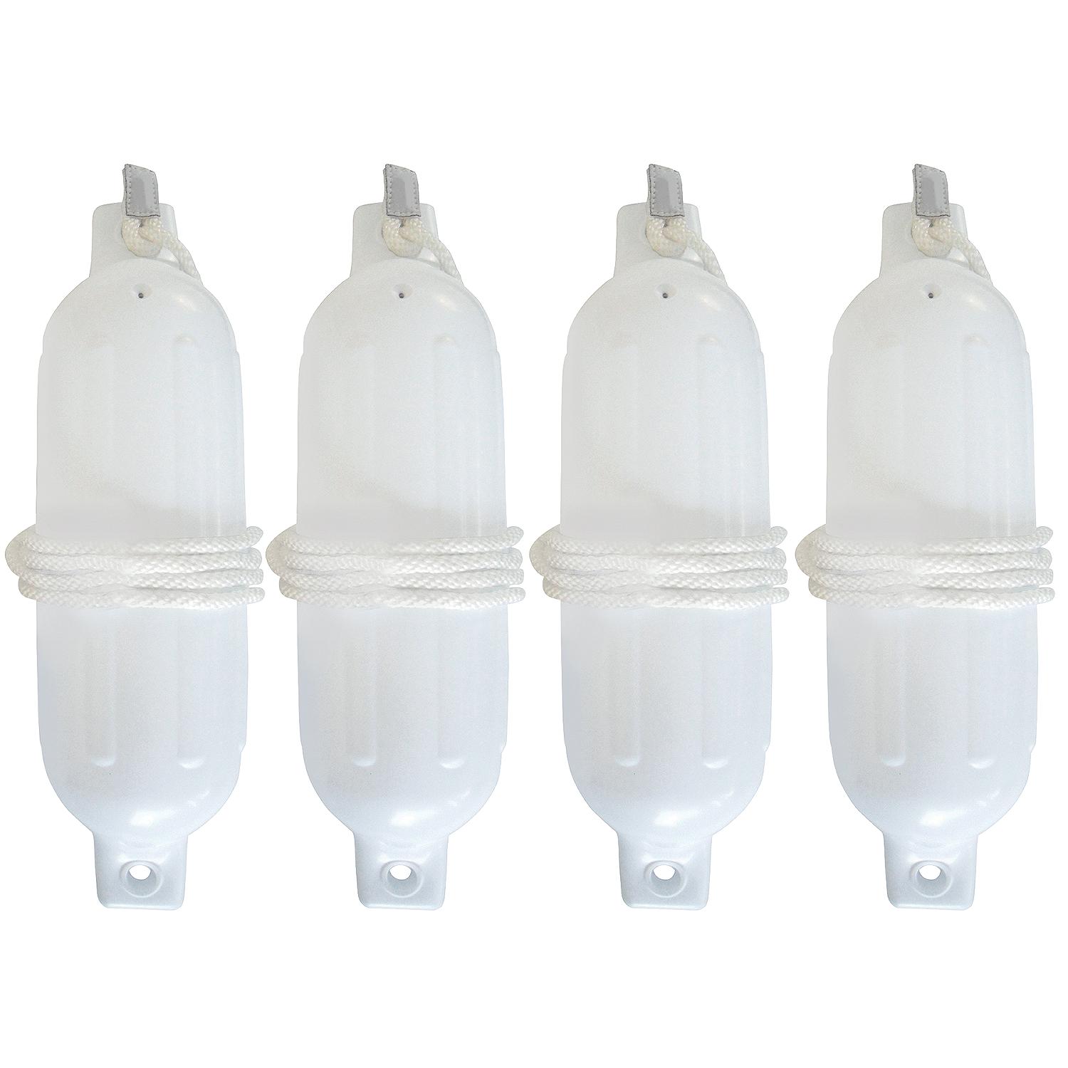 Twin Eye Ribbed Fender Kit, Includes (4) 4.5in x 16in White Fenders & (4) Lines
