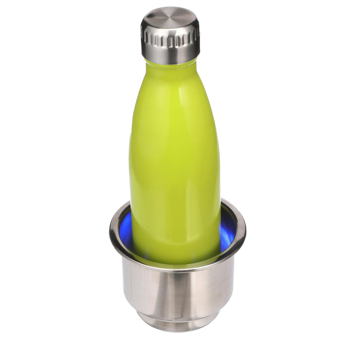 Stainless Steel Recessed Drink Holder w/ Blue LED Light, 4-1/4in