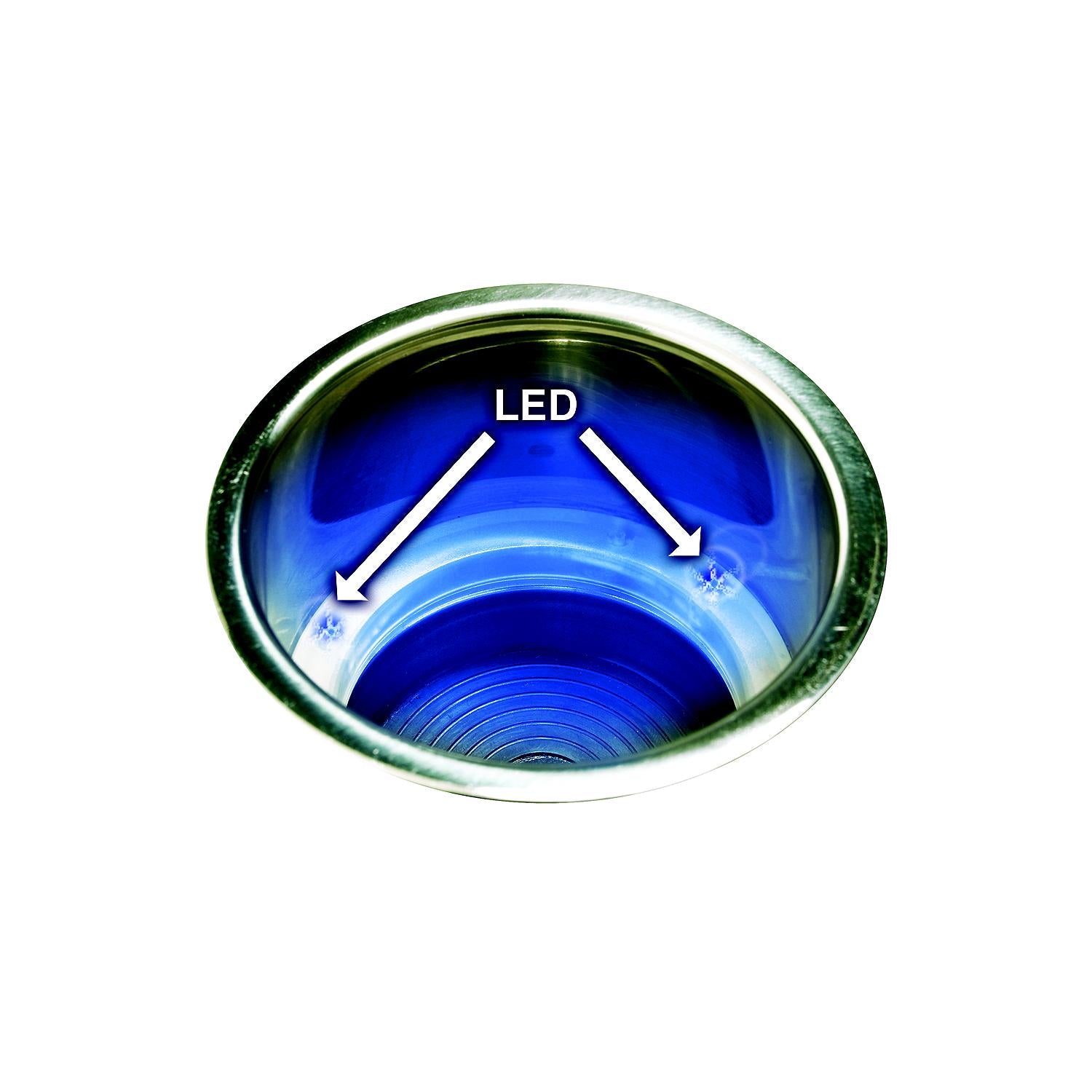 Stainless Steel Recessed Drink Holder w/ Blue LED Light, 4-1/4in