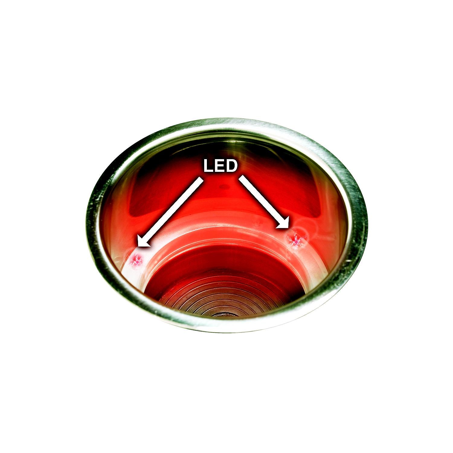 Stainless Steel Recessed Drink Holder w/ Red LED Light, 4-1/4in