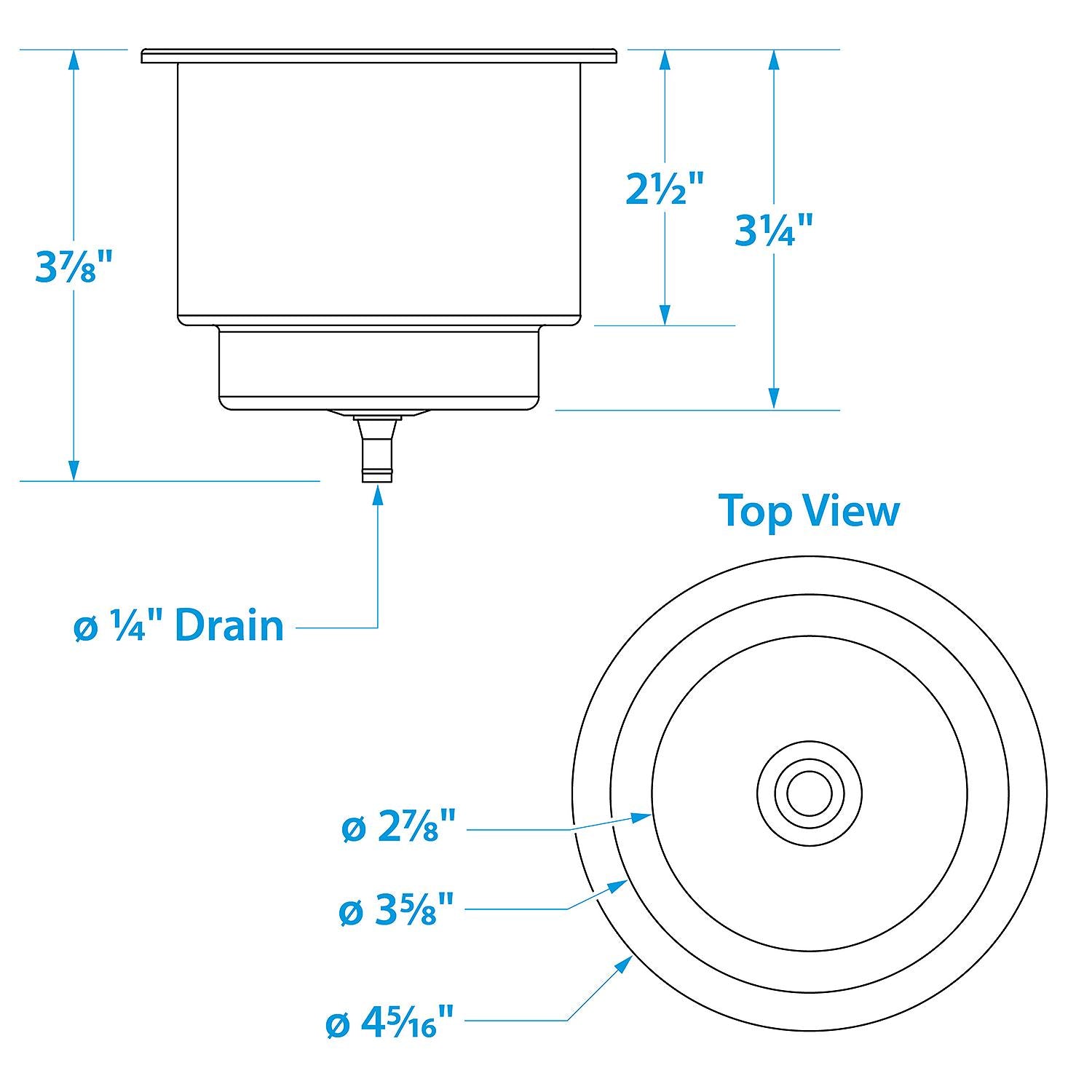 Stainless-Steel Drink Holder w/ 1/4in Drain, 4-5/16in