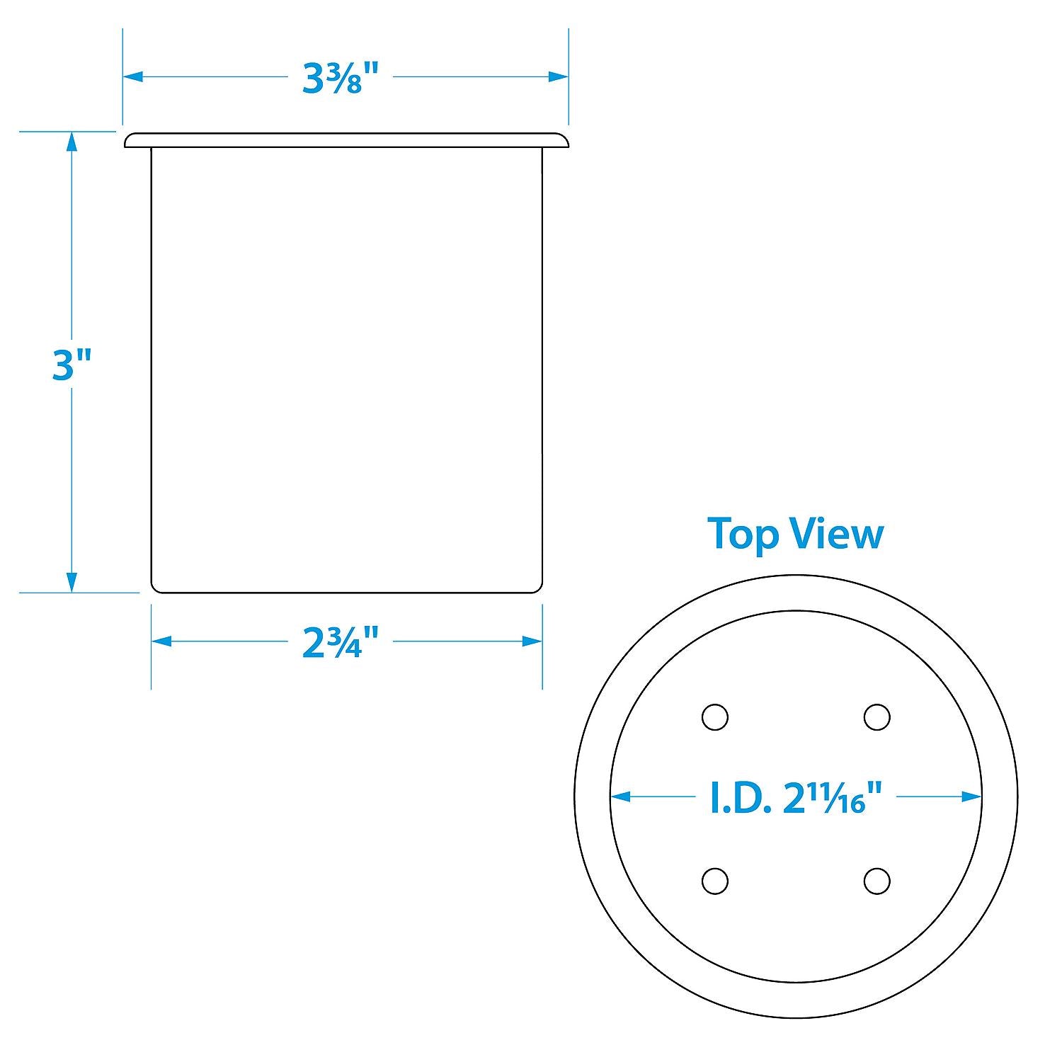 Drink Holder Black - Black, Small Recessed, 2-11/16in