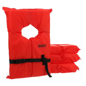 Adult Universal Type II USCGA Life Vests w/Bag, Orange, 4-Pack, 4/PK