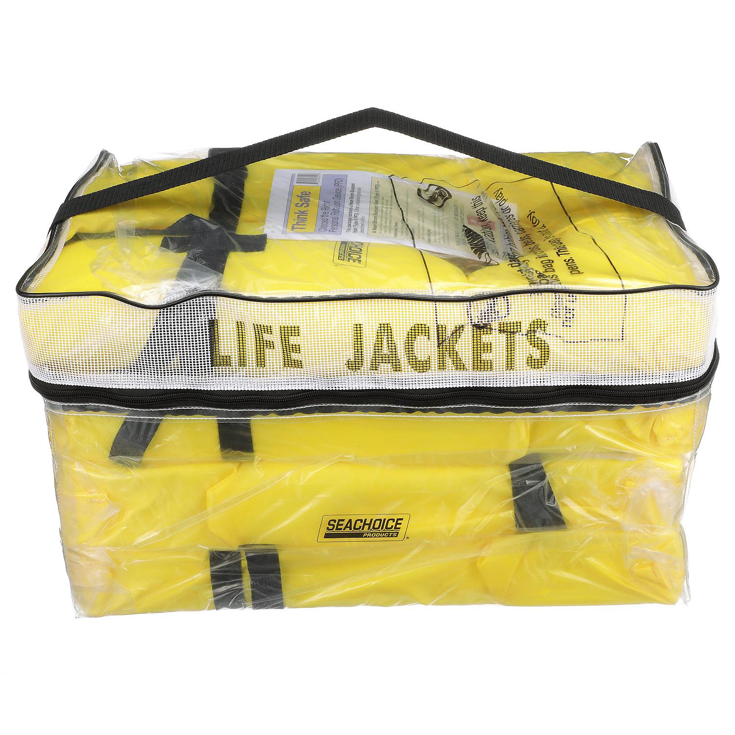 Adult Universal Type II USCGA Life Vests w/Bag, Yellow, 4-Pack, 4/PK