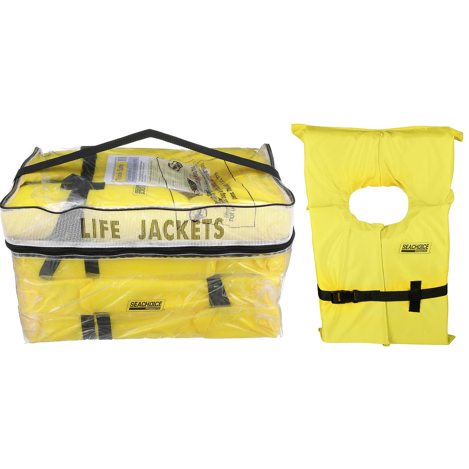 Adult Universal Type II USCGA Life Vests w/Bag, Yellow, 4-Pack, 4/PK