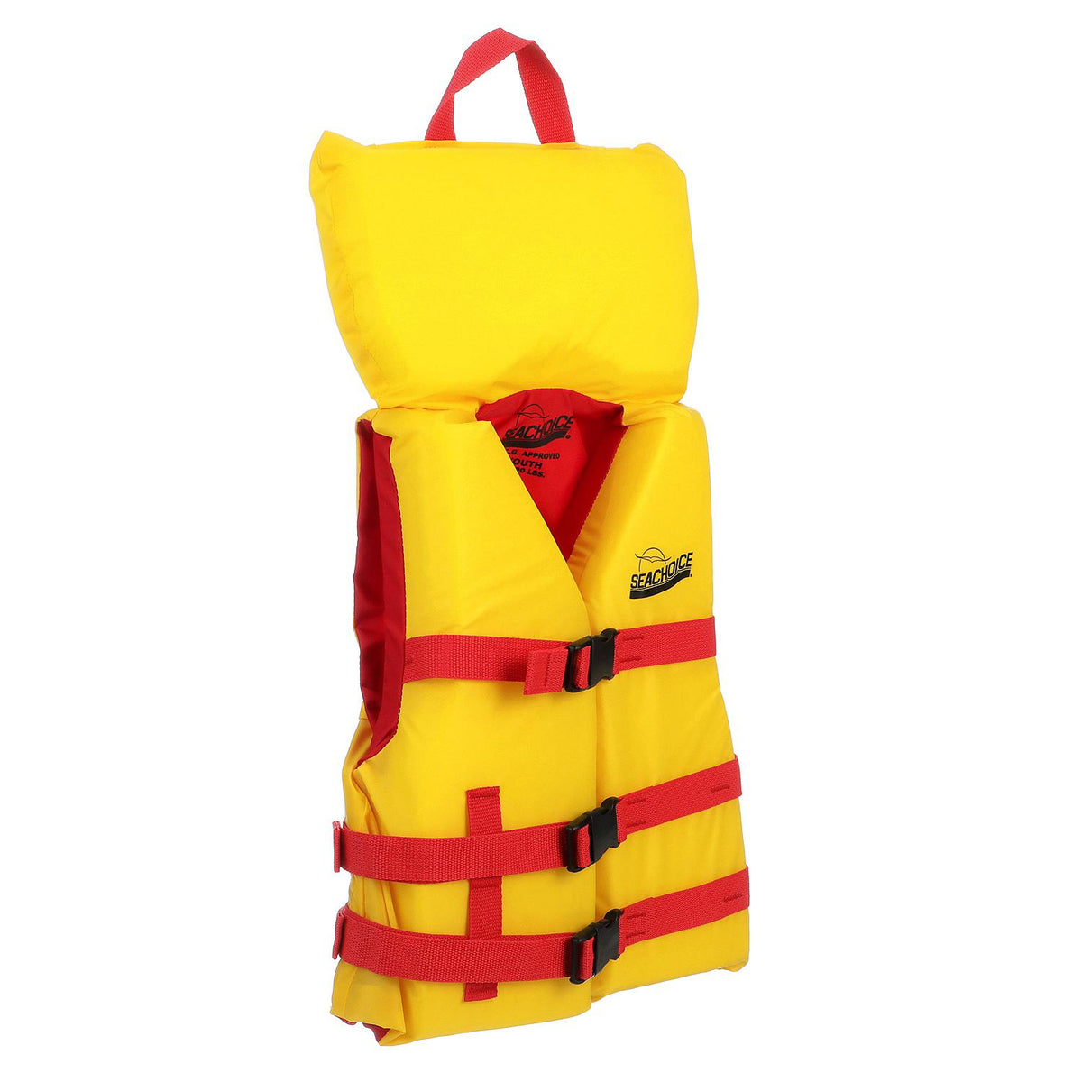 Type ll  Youth Life Vest, Red/Yellow w/ Pop-Up Pillow, 50-90 lbs