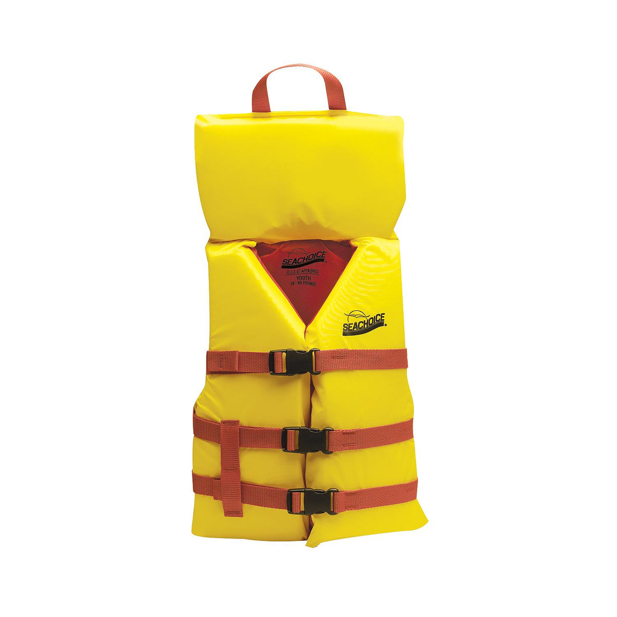 Type ll  Youth Life Vest, Red/Yellow w/ Pop-Up Pillow, 50-90 lbs