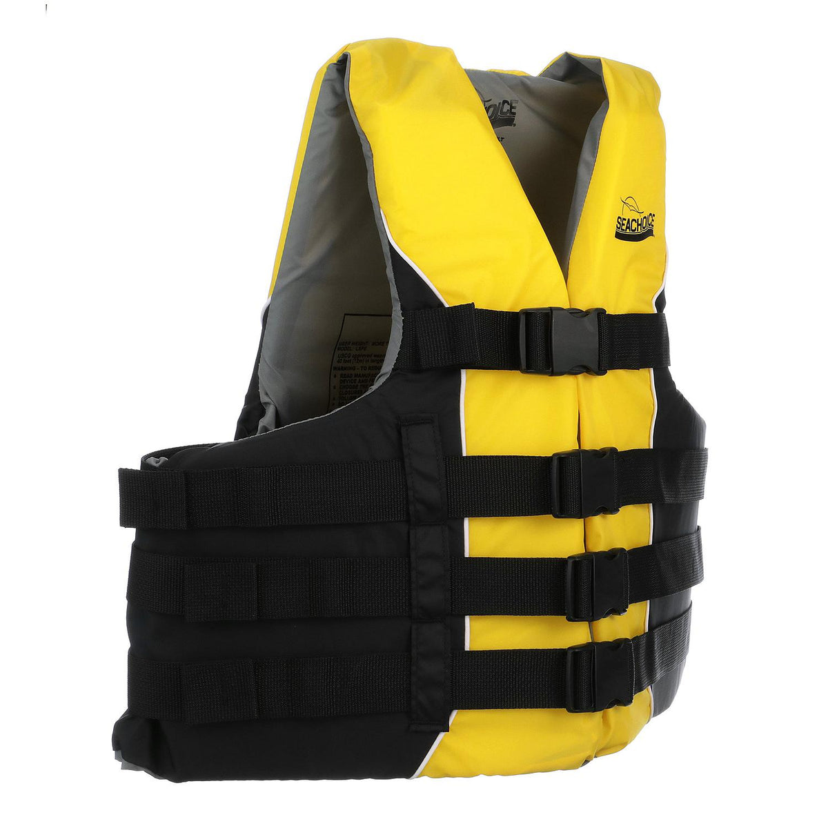 Deluxe 4-Belt Ski Vest - Yellow/Black, Lg/XL