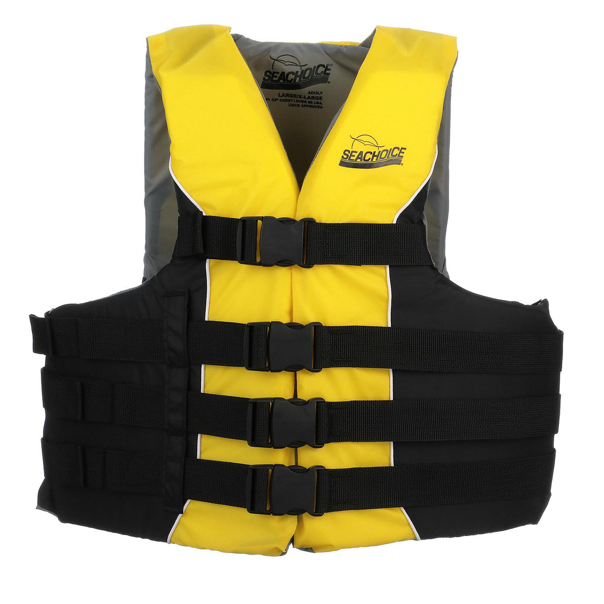 Deluxe 4-Belt Ski Vest - Yellow/Black, Lg/XL