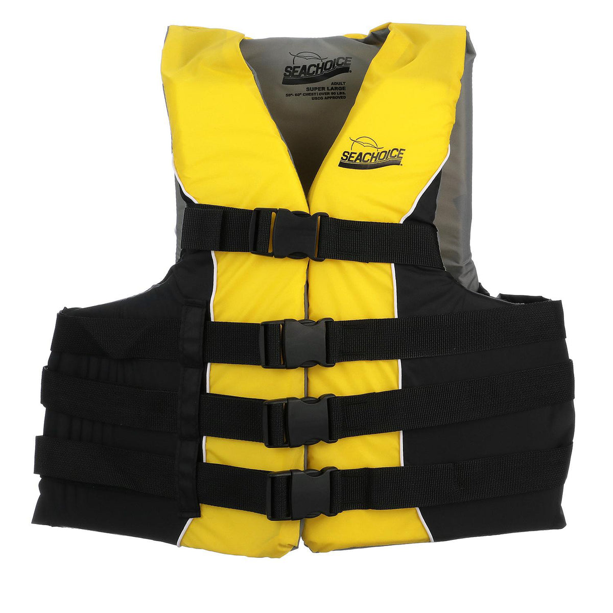Deluxe 4-Belt Ski Vest - Yellow/Black, XXL/XXXL
