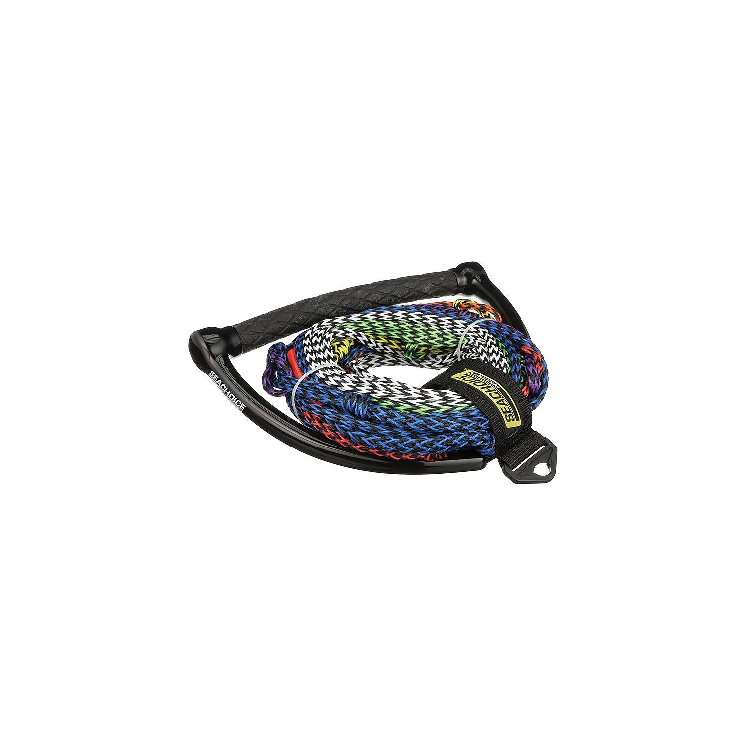 8-Section Water Ski/ Wakeboard Rope, 75ft, 13in Handle w/ Textured Rubber Grip