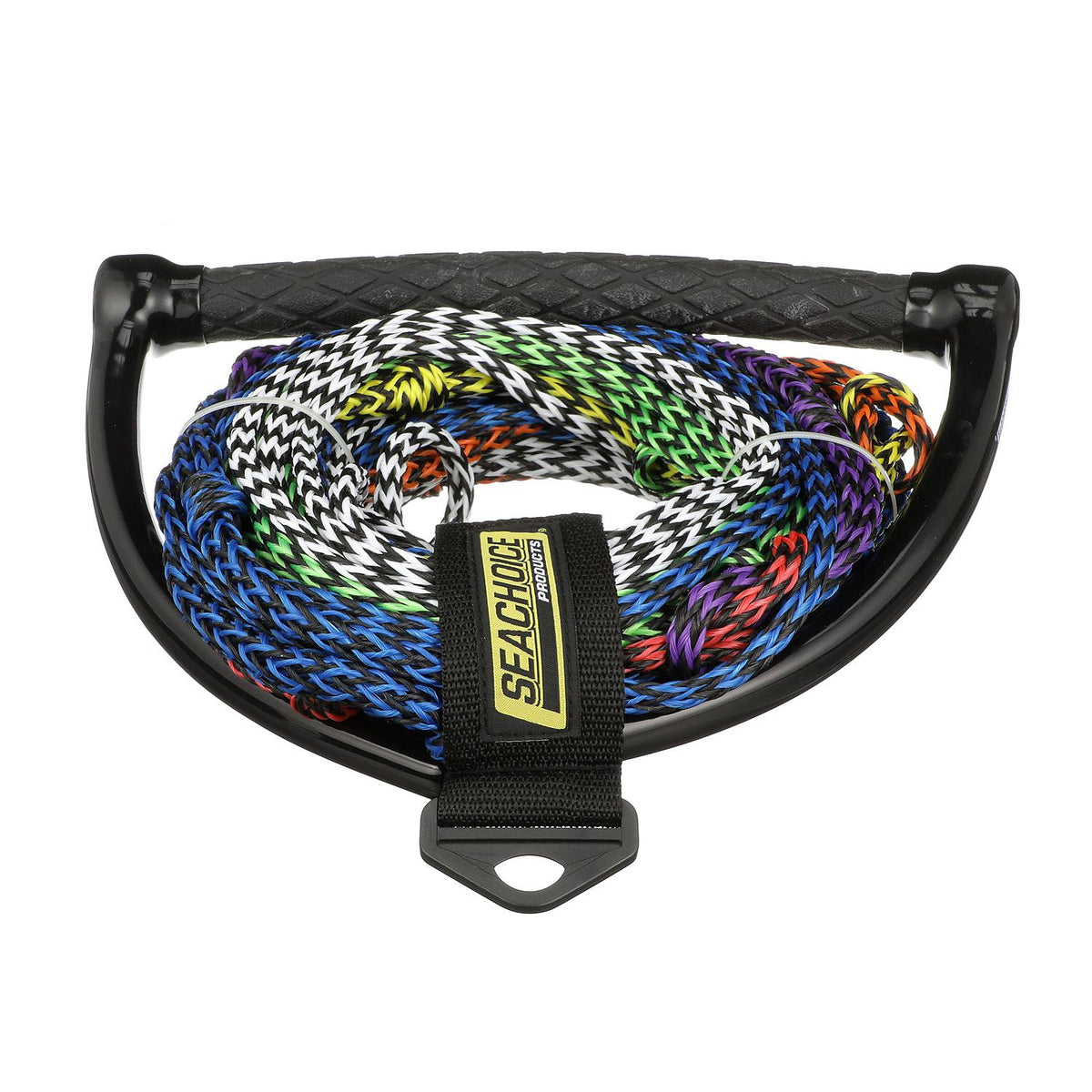 8-Section Water Ski/ Wakeboard Rope, 75ft, 13in Handle w/ Textured Rubber Grip
