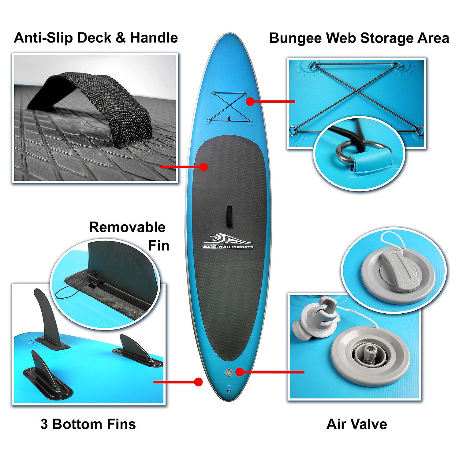 10ft 6in Inflatable Stand-Up Paddle Board Kit, Aqua Blue