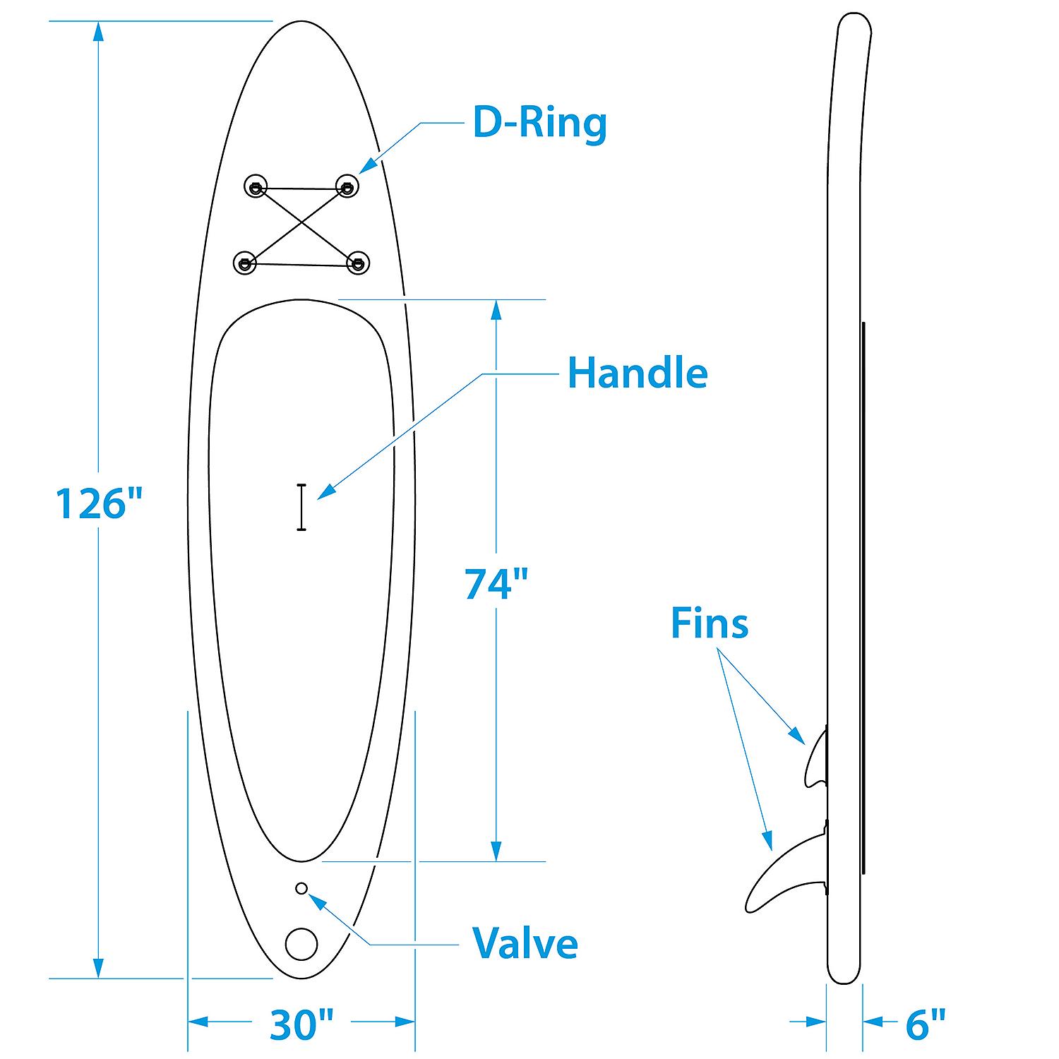 10ft 6in Inflatable Stand-Up Paddle Board Kit, Aqua Blue