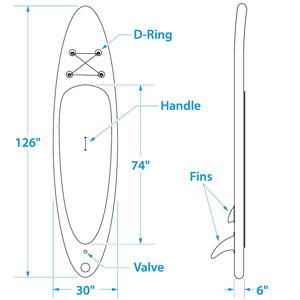 10ft 6in Inflatable Stand-Up Paddle Board Kit, Aqua Blue