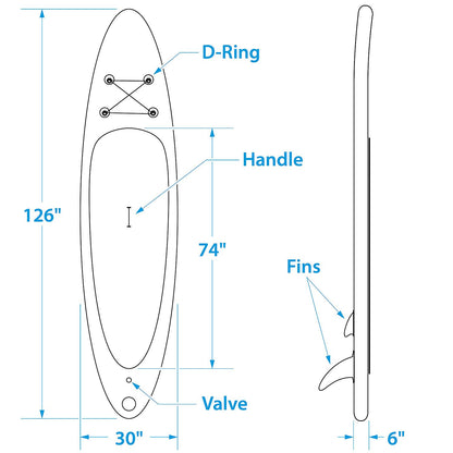 10ft 6in Inflatable Stand-Up Paddle Board Kit, Aqua Blue
