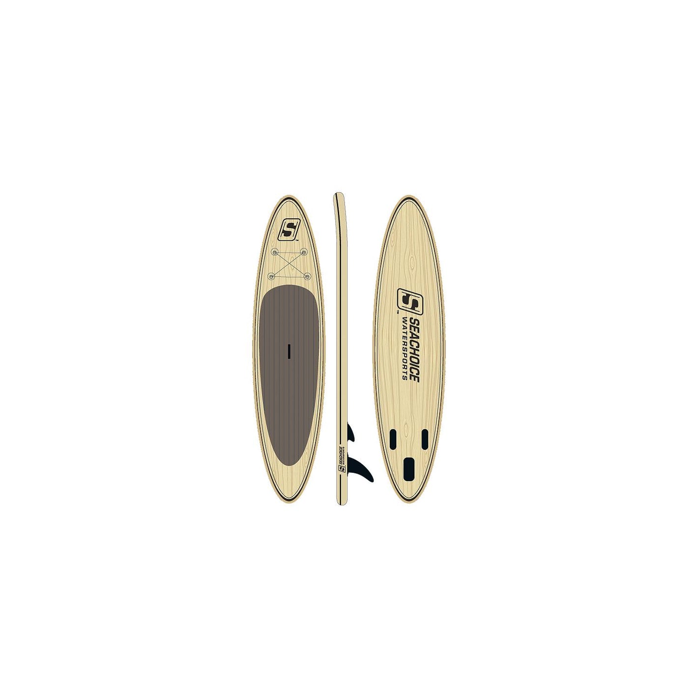 10ft 6in Inflatable Stand-Up Paddle Board Kit, Woodgrain Pattern