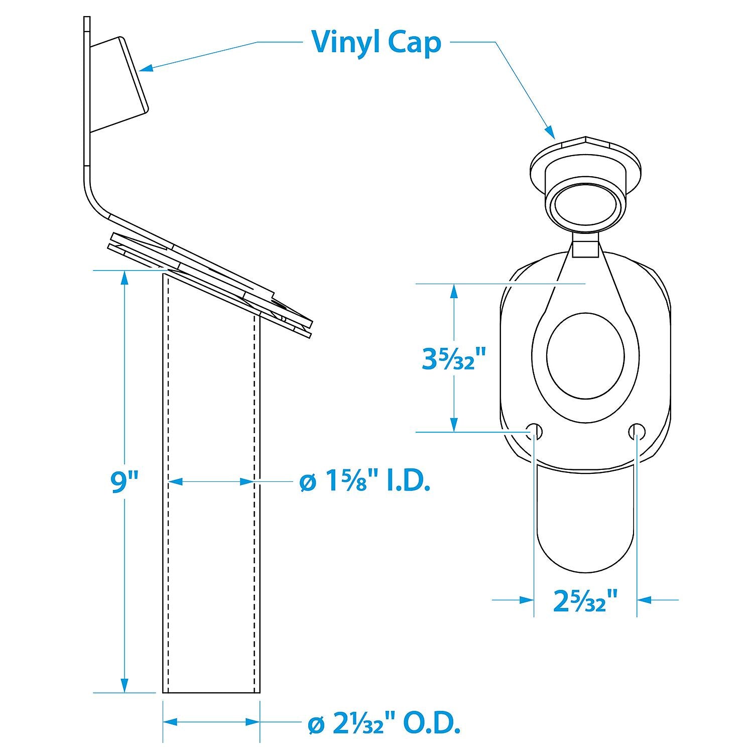 Stainless Steel 30 Degree Rod Holder w/ Cap