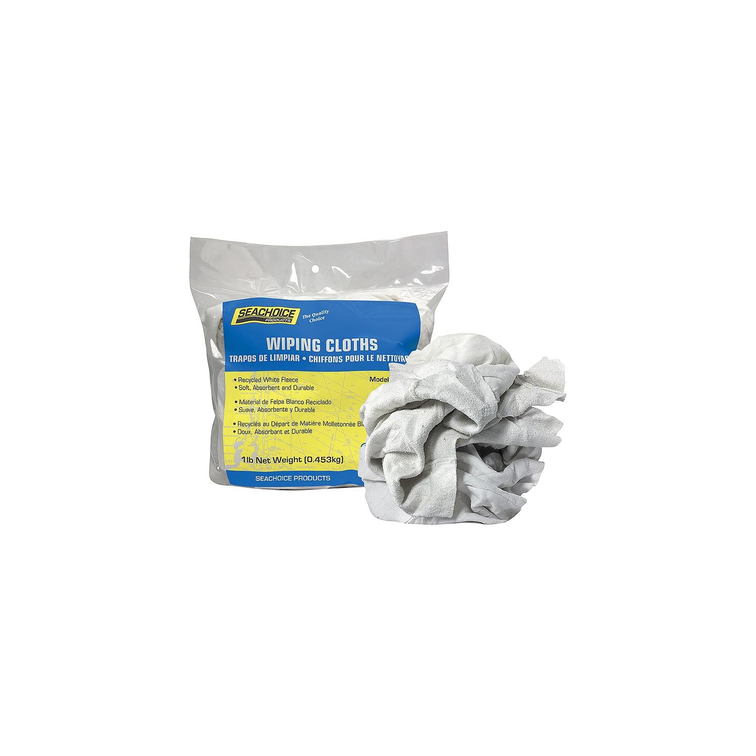 Recycled White Fleece Wiping Cloths, 1-lb. Bag, 1 lb./PK