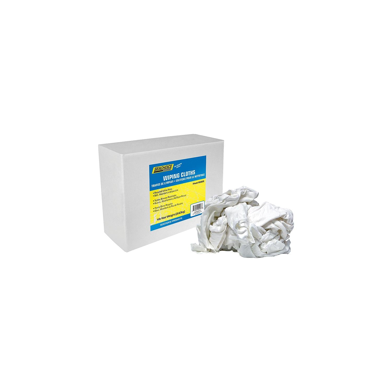 Recycled White Knits Wiping Cloths, 4-lb. Box, 4 lb. Box/PK