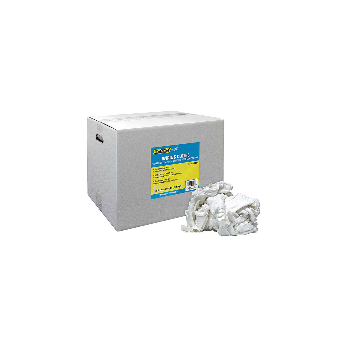 Recycled White Knits Wiping Cloths, 20-lb. Box, 20 lb. Box/PK