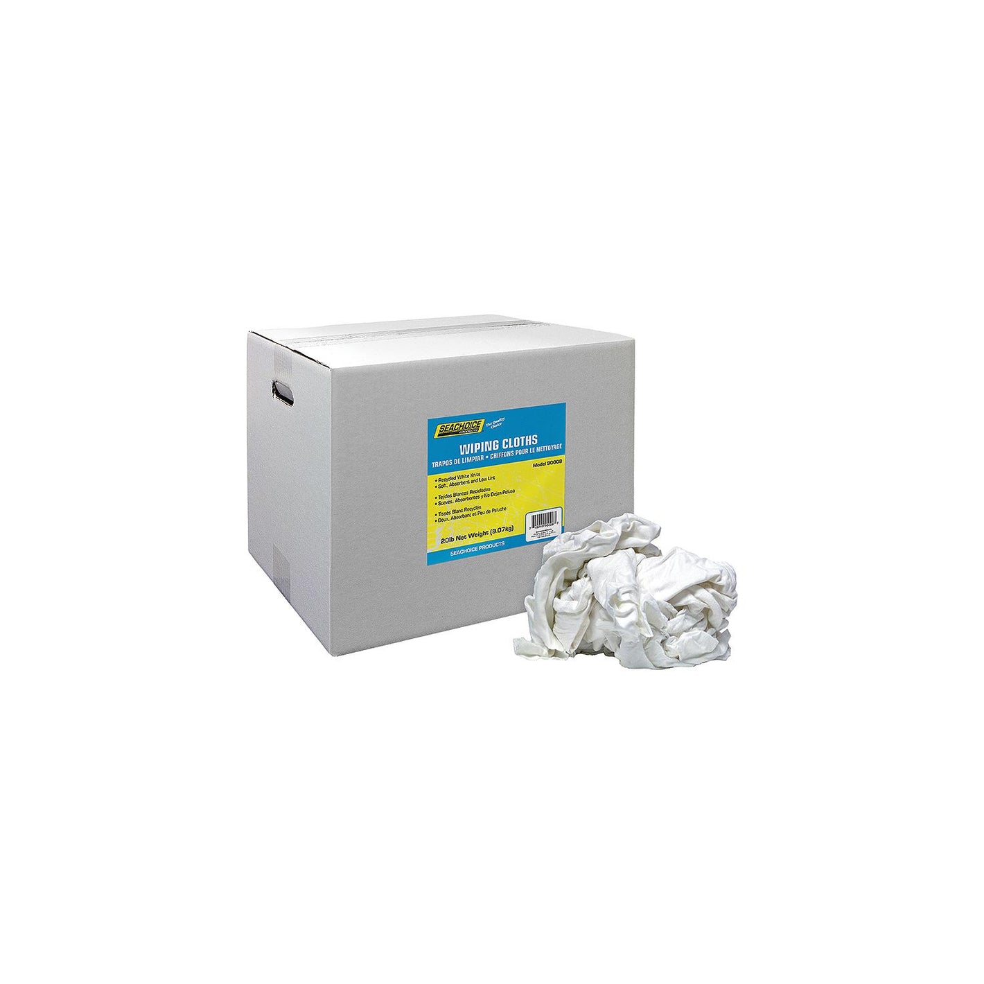 Recycled White Knits Wiping Cloths, 20-lb. Box, 20 lb. Box/PK