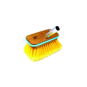 Deck Brush w/ Bumper - Wood, Size: 6in, Soft (Yellow Poly)