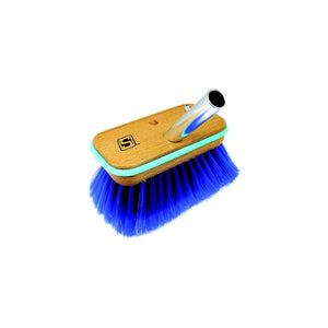 Deck Brush w/ Bumper - Wood, Size: 6in, Extra Soft (Blue Poly)