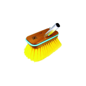 Deck Brush w/ Bumper - Wood, Size: 6in, Medium (Yellow Poly)