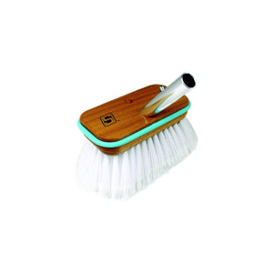 Deck Brush w/ Bumper - Wood, Size: 6in, Stiff (White Poly)