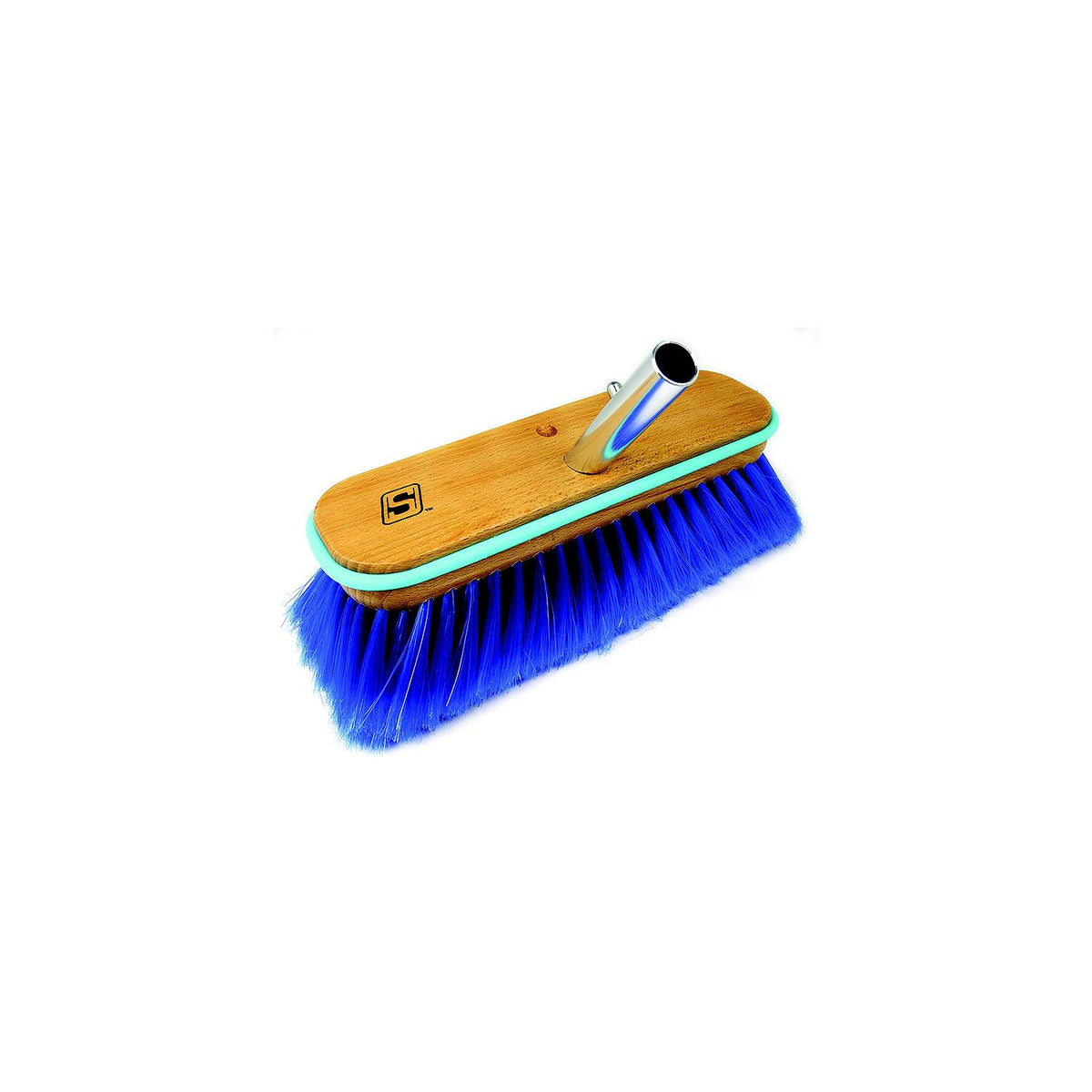 Deck Brush w/ Bumper - Wood, Size: 10in, Extra Soft (Blue Poly)
