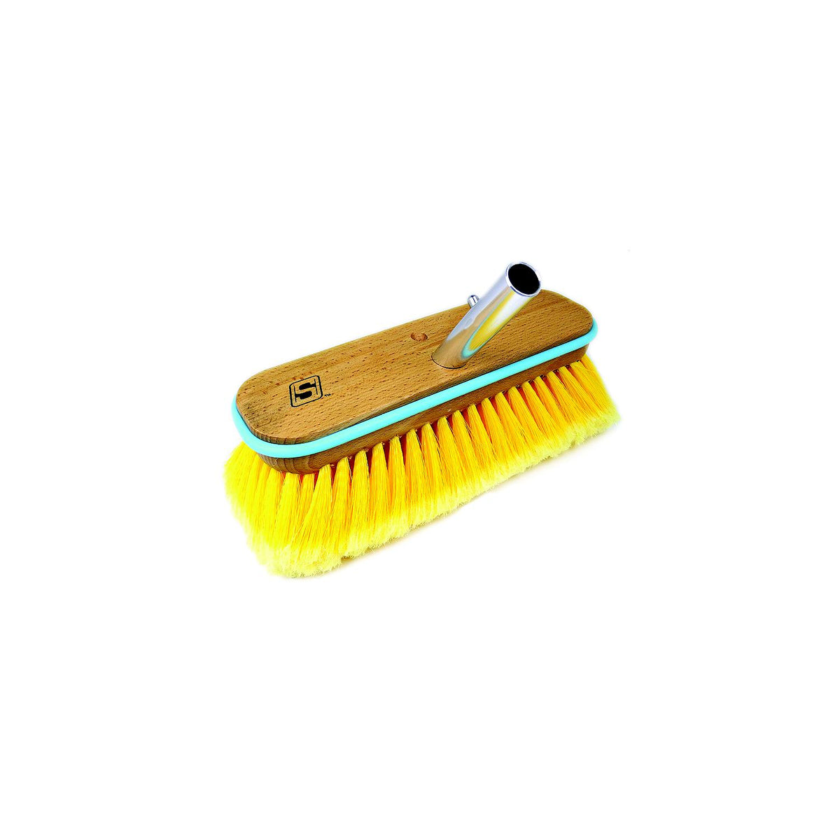 Deck Brush w/ Bumper - Wood, Size: 10in, Soft (Yellow Poly)