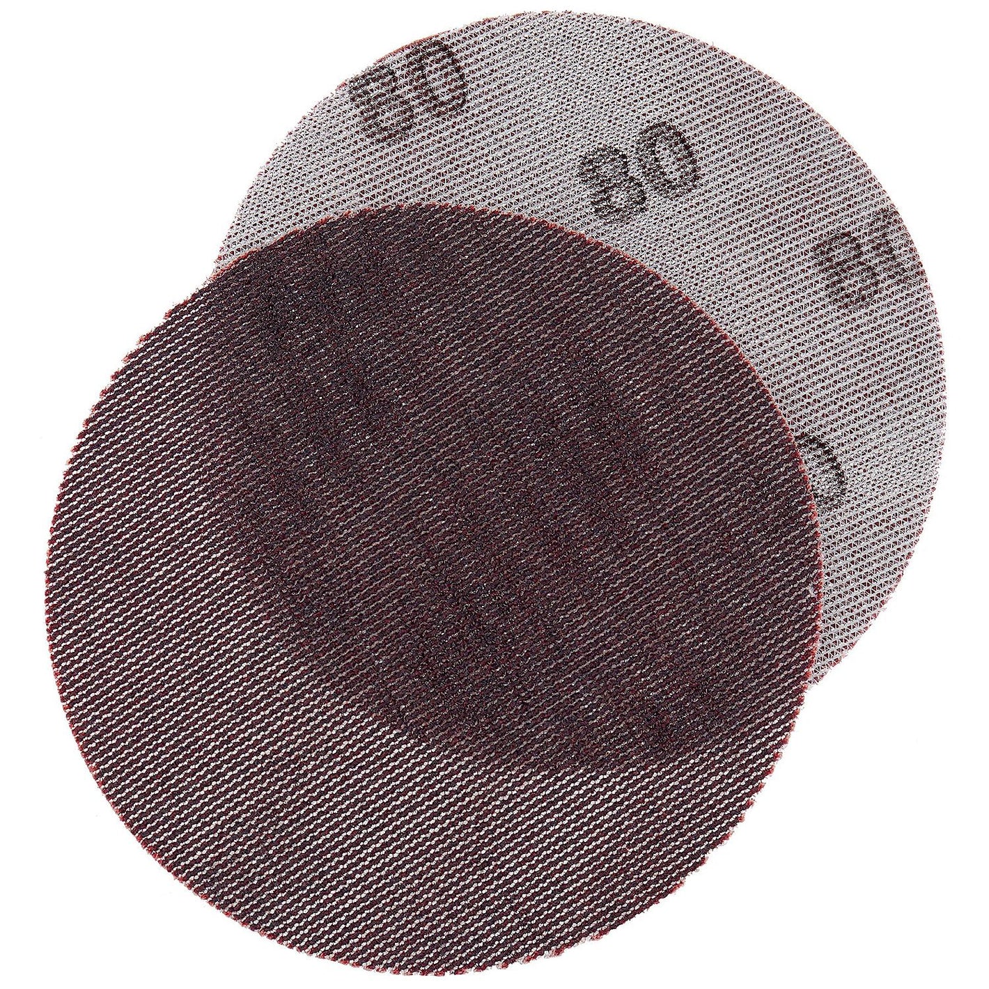 Dust Free Aluminum Oxide Mesh Hook & Loop Discs, Grade 80, Brown, 25/PK