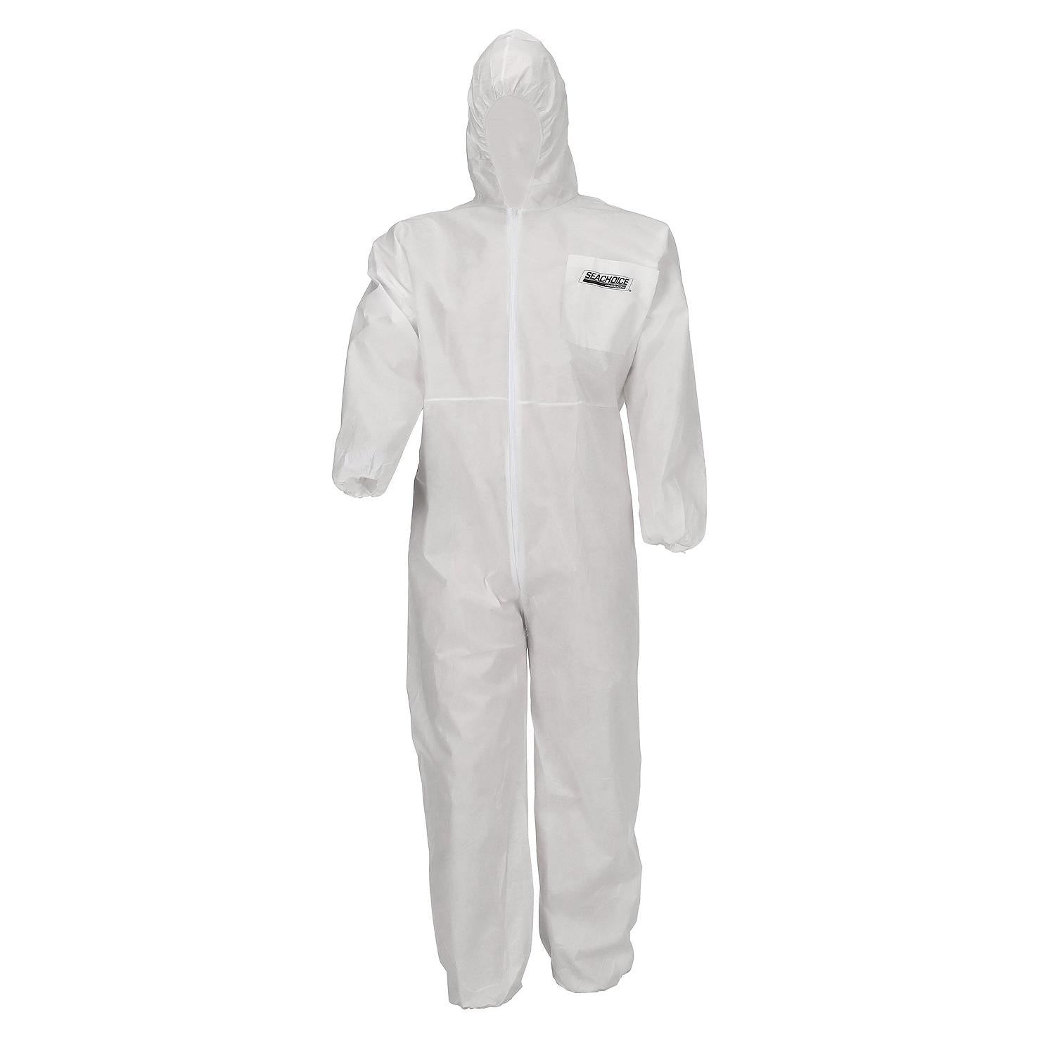 Coveralls, SMS Breathable Disposable Paint Suit w/ Hood, Large
