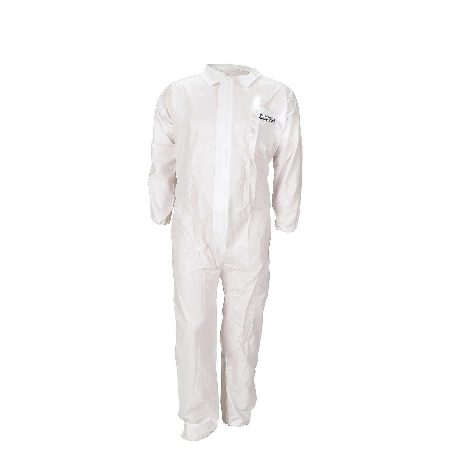 Coveralls,Microporous Disposable Paint Suit w/ Hood, Large
