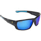 Reef Rider Polarized Sunglasses, Frame: Shiny Black, Lens: Blue Mirror