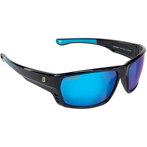 Reef Rider Polarized Sunglasses, Frame: Shiny Black, Lens: Blue Mirror