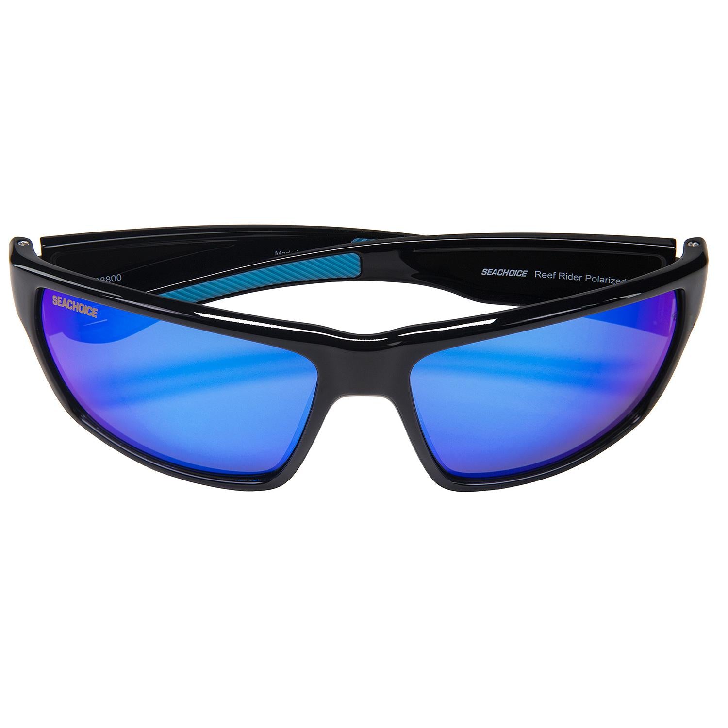 Reef Rider Polarized Sunglasses, Frame: Shiny Black, Lens: Blue Mirror
