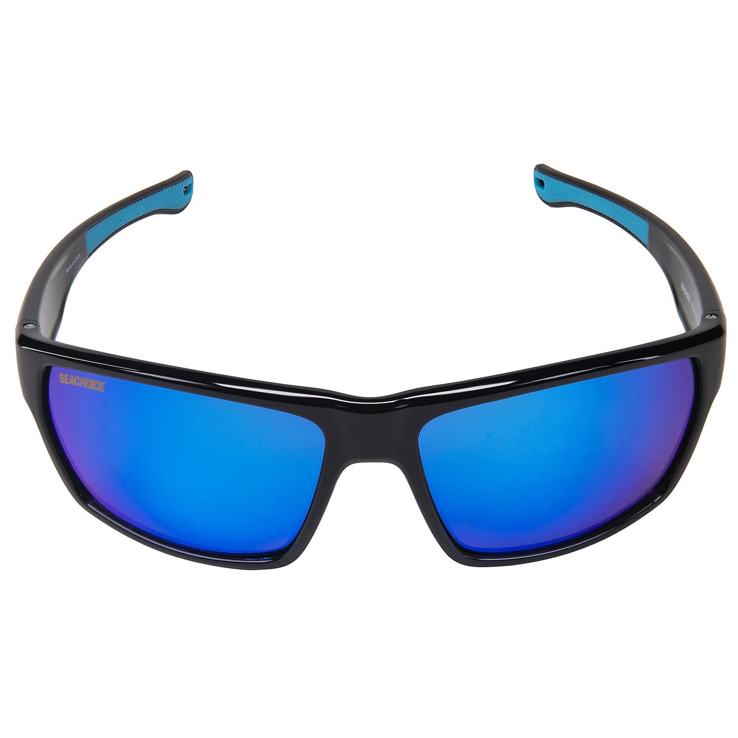 Reef Rider Polarized Sunglasses, Frame: Shiny Black, Lens: Blue Mirror