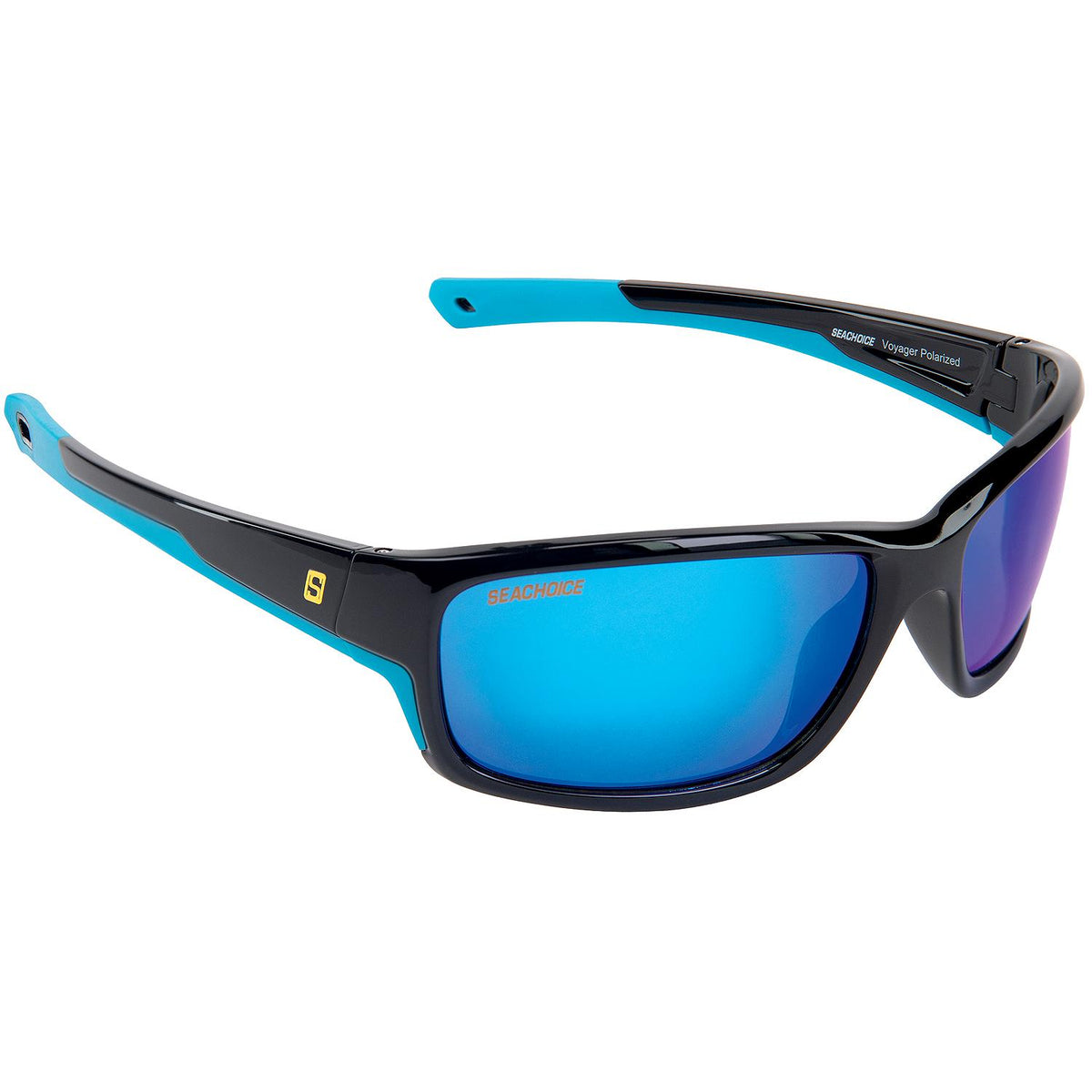Voyager Polarized Sunglasses, Frame: Shiny Black, Lens: Blue Mirror