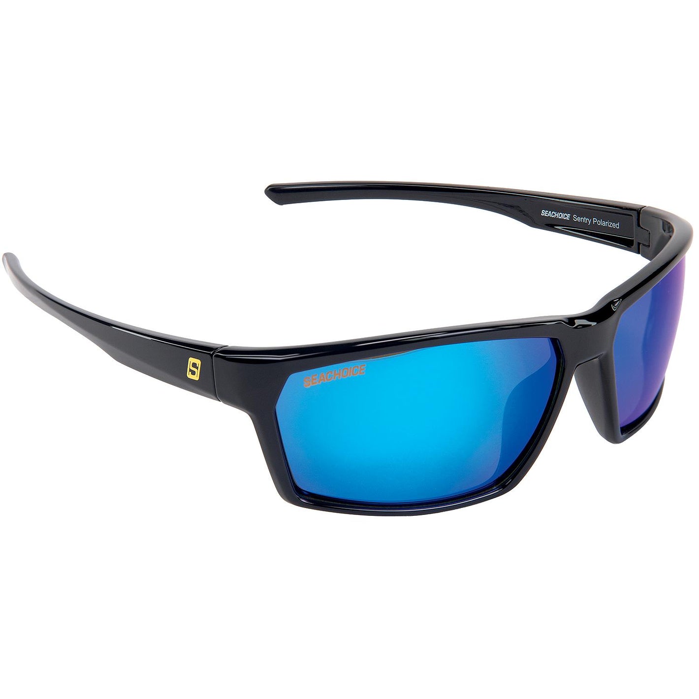 Sentry Polarized Sunglasses, Frame: Shiny Black, Lens: Blue Mirror