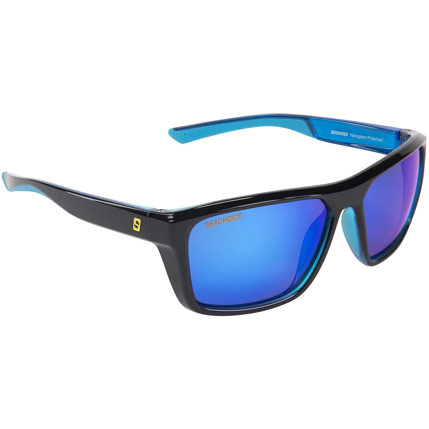 Navigator Polarized Sunglasses, Frame: Shiny Black/Black Backspray, Lens: Blue Mirror