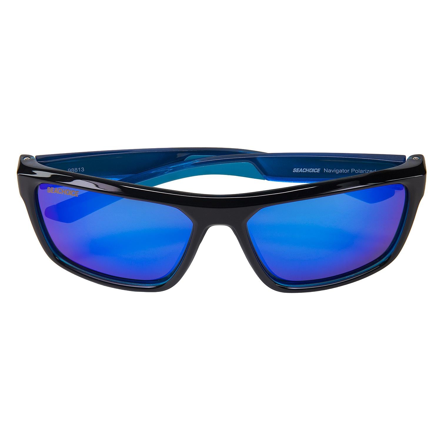 Navigator Polarized Sunglasses, Frame: Shiny Black/Black Backspray, Lens: Blue Mirror